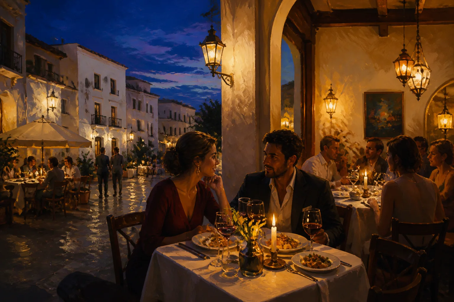 Dinner in San Pedro de Alcántara — illustration